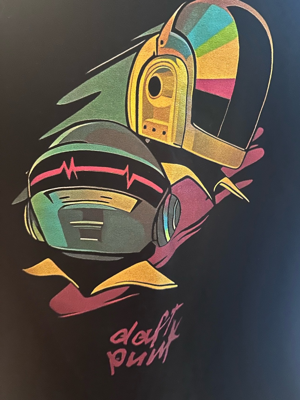 Daft Punk Graphic T Shirt Mens Large Black Electronic Music Tee EDM: multicolor